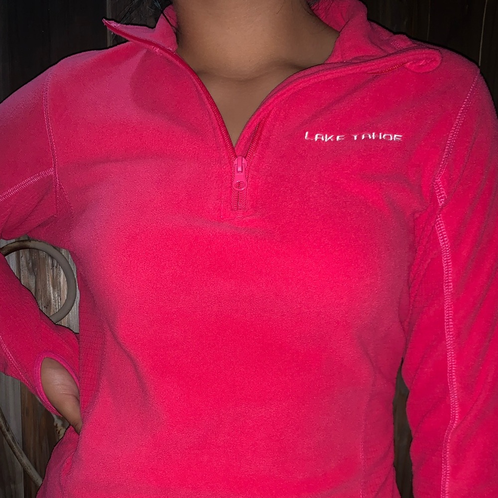 Pink Half-Zip Mockneck Sweater